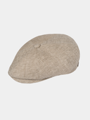 Duco - Linnen flatcap met visgraatpatroon - Beige