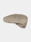 Duco - Linnen flatcap met visgraatpatroon - Beige