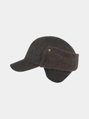 Timber - Katoenen wax baseballcap met oorflap - Bruin