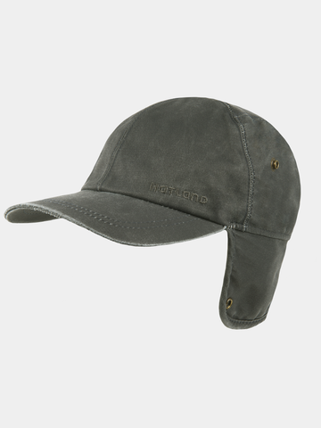 Trick - Verweerd katoenen pet met oorflap - Olijf groen