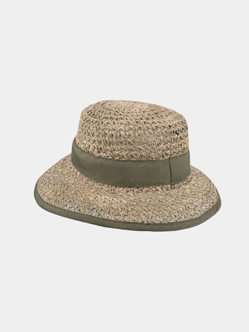 Loren - Chapeau en jonc de mer - Vert olive