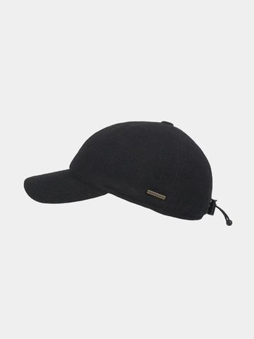 Lenox - Wollen baseball cap met oorflap - Zwart