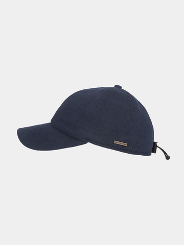 Lenox - Wollen baseball cap met oorflap - Marine blauw