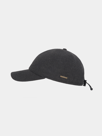 Lenox - Wollen baseball cap met oorflap - Antraciet