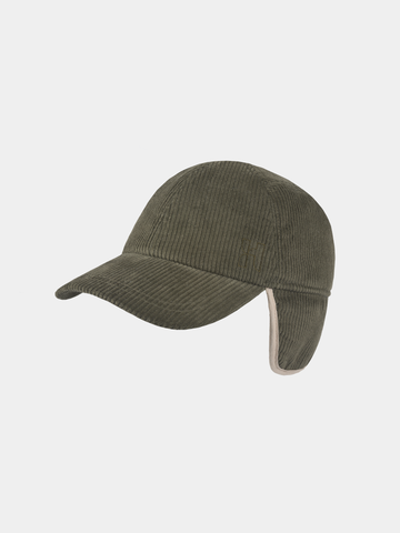 Dream - Corduroy baseball cap met oorflappen - Olijf groen