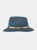 Yolanthe - Toyo hoed met gouden band - Blauw