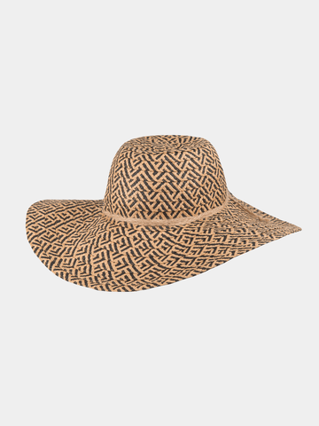 Belle - Toyo flaphoed met brede rand - Zwart