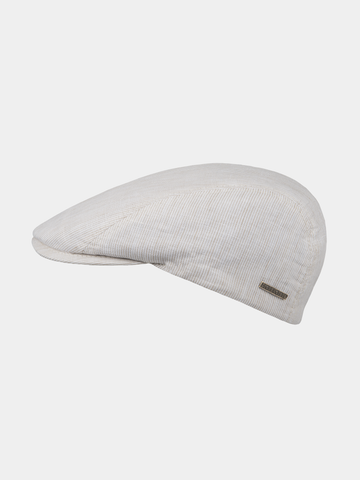 Dante - Gestreept linnen flatcap - Beige